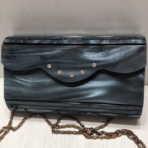 Vintage Towanny mother of pearl like swirl charcoal evening bag